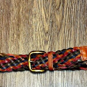 Vintage Multicolor Braided Genuine Leather Belt size medium
